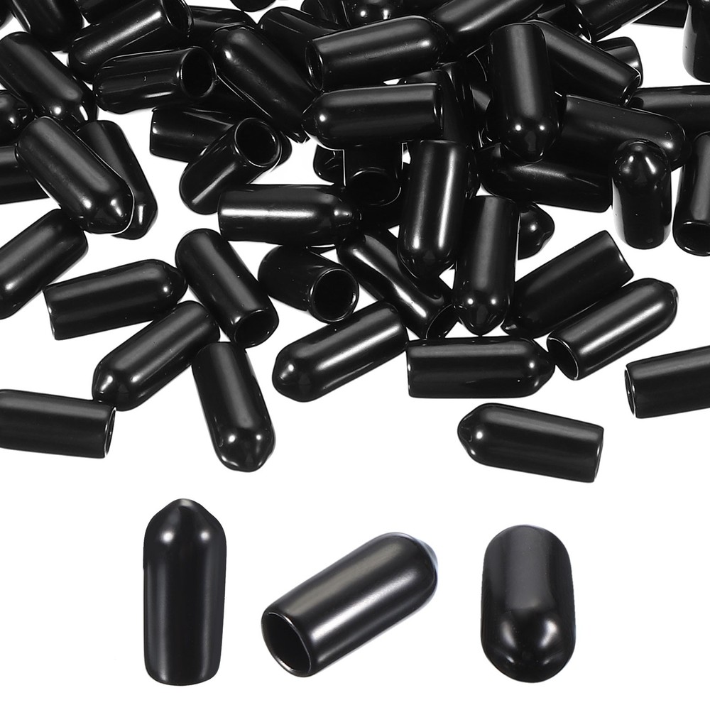 100pcs Pegboard Hook Tip Protector Rubber End Caps Inner Dia 5mm Black
