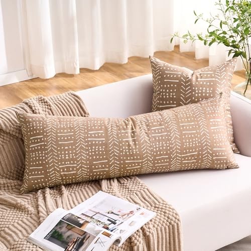 Boho Body Pillows Covers Decorative Long Lumbar 54" x 20" (Pack of 1) Brown gallery
