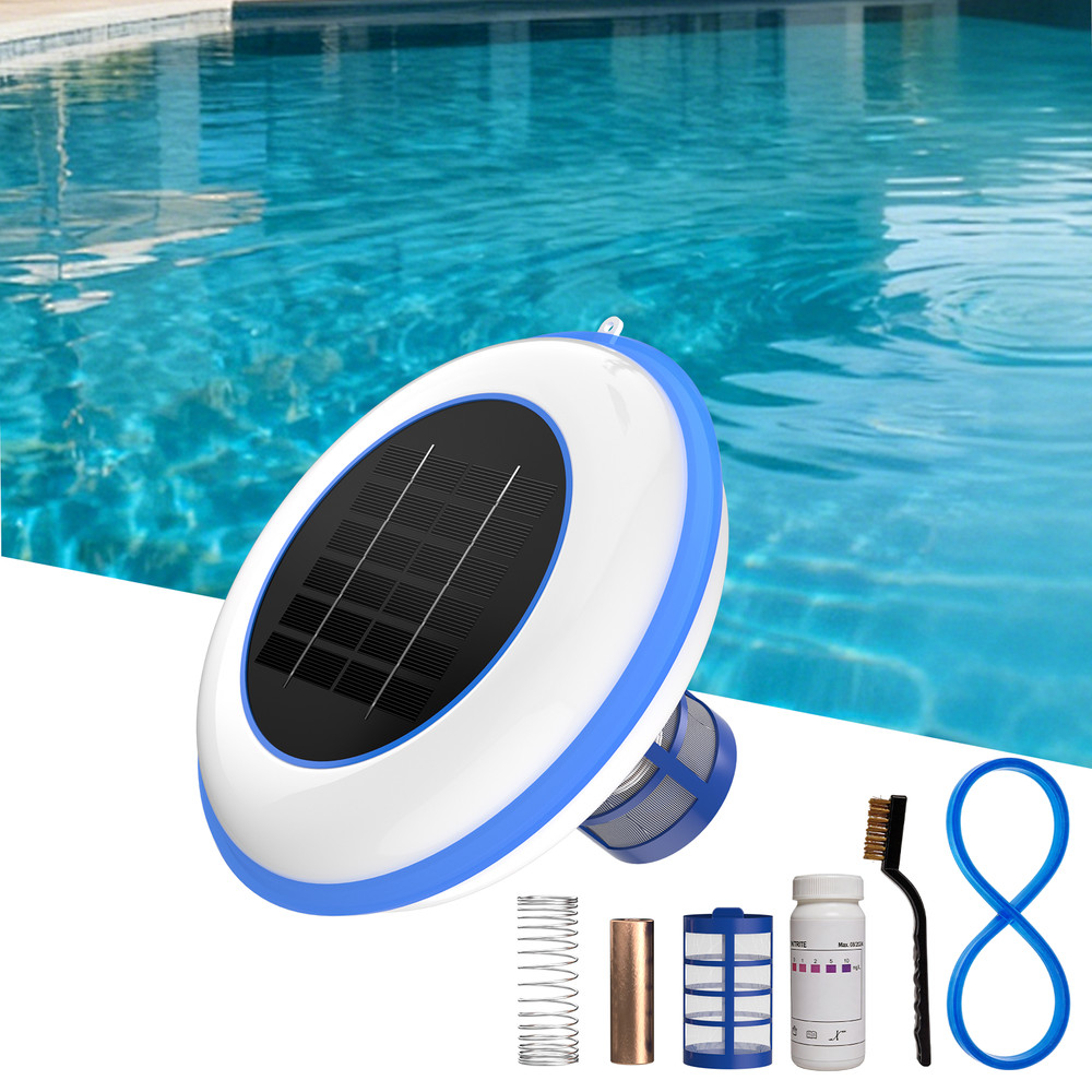 POOLPURE Solar Pool Ionizer, Copper Floating Cleaner, Up to 35,000 Gal, white