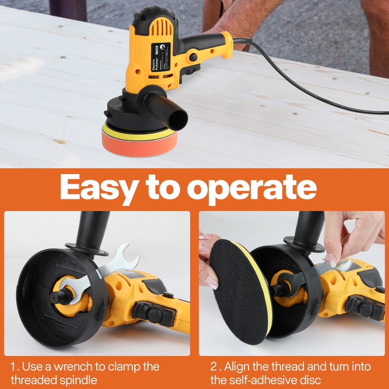 Car Polisher Buffer Sander 800W Auto Polishing Machine + 5" Pad Bonnet Kit Set gallery