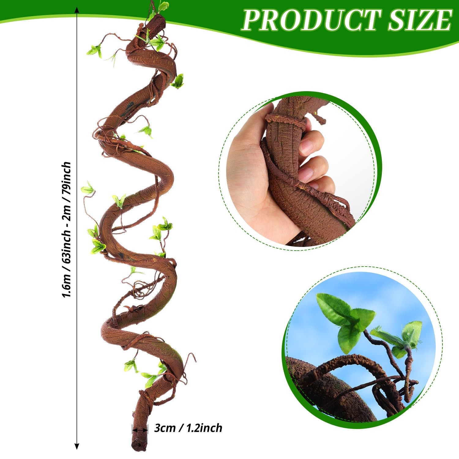 2PCS 71in Bendable Artificial Vines with Green Leaves, Fake Thick Vine Stems ... gallery