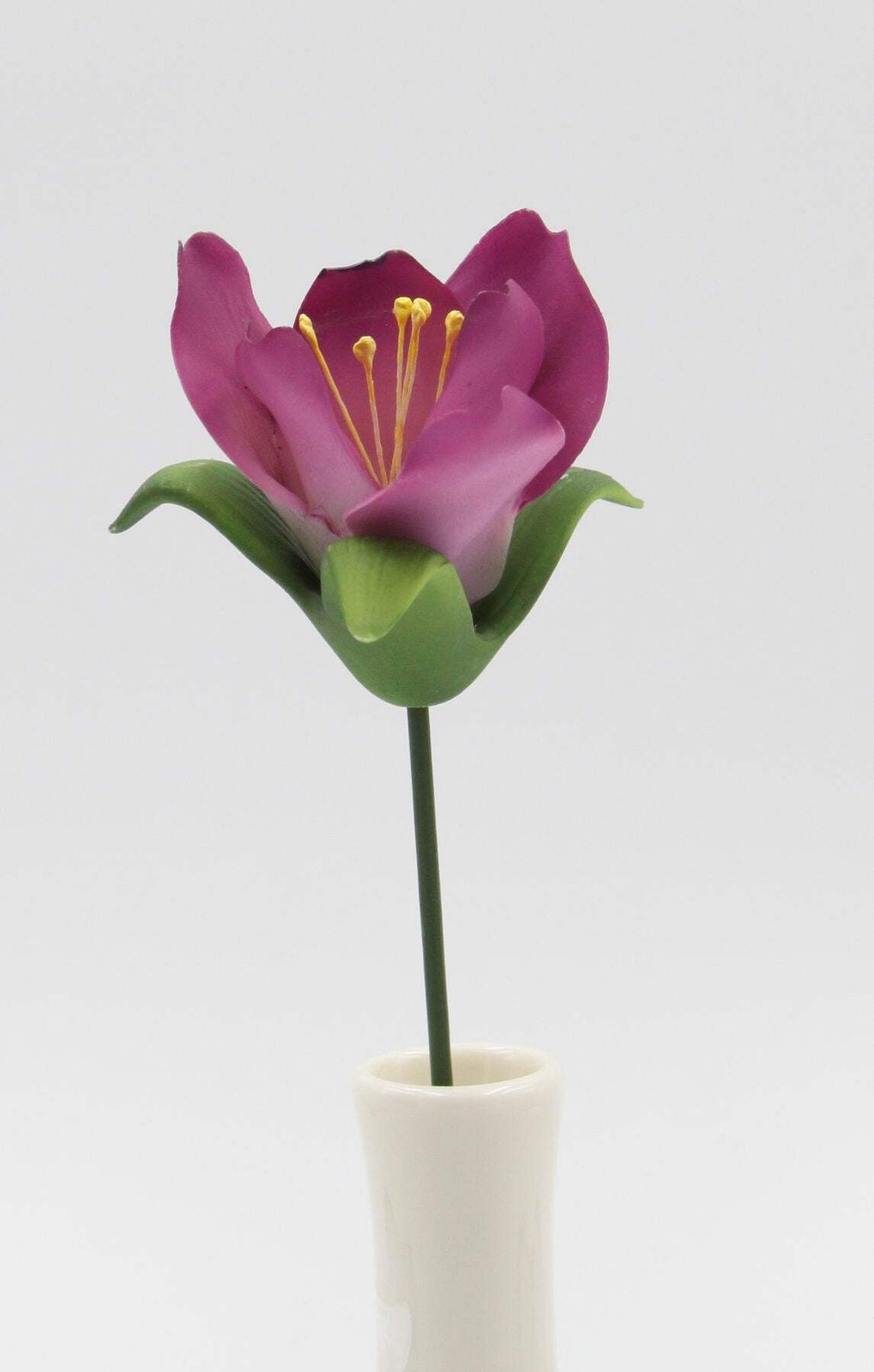 Ceramic Mauve Flower with Stem, Gift for Her, Gift for Mom, Romantic Decor, Vale gallery