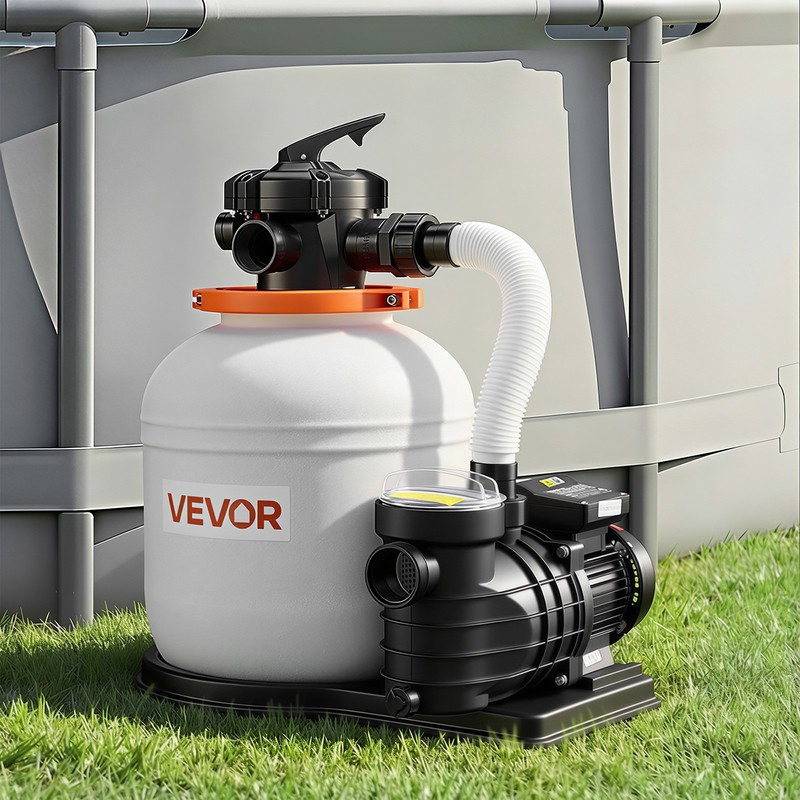 VEVOR FlashPure Sand Filter Pump for Above Ground Pool 14" 3500 GPH 0.75HP Timer gallery