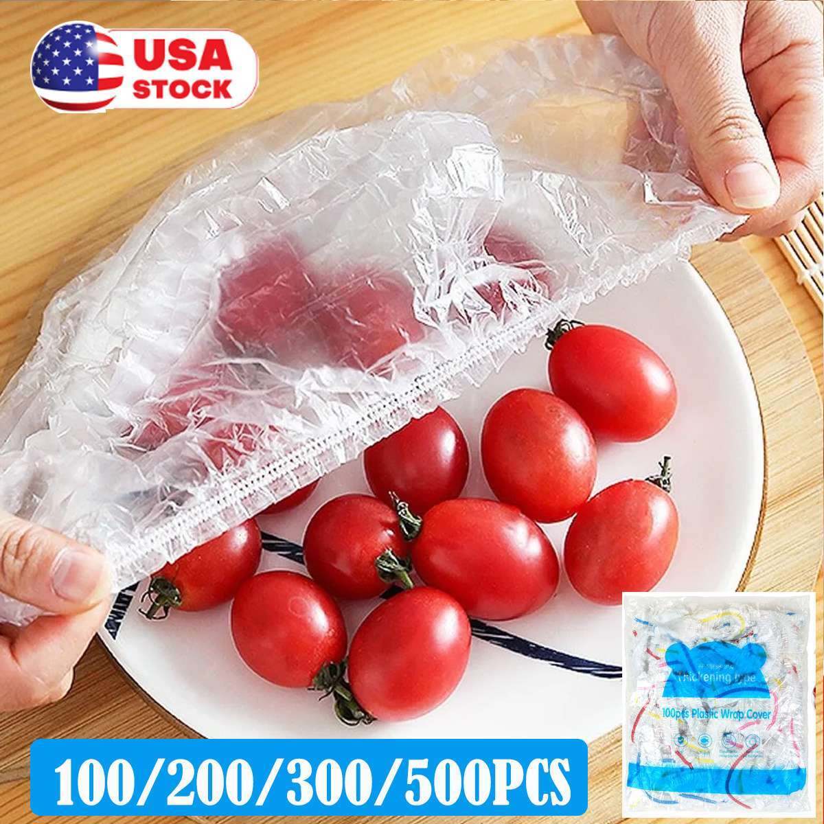 Lot Disposable Food Cover Plastic Wrap Elastic Food Covers For Fruit Bowl Cup gallery