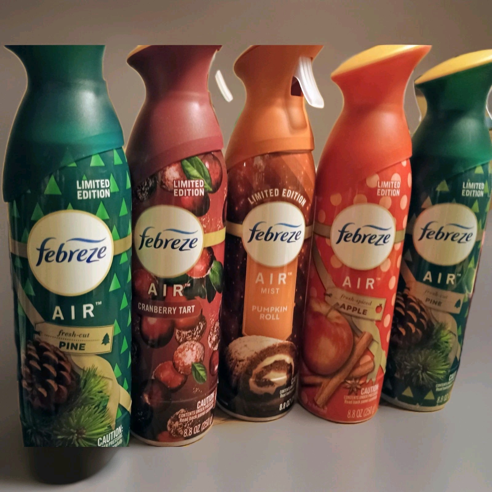 5 Febreze Sprays Fresh-Cut Pine, Apple, Pumpkin Roll, Cranberry Tart Holiday Mix gallery