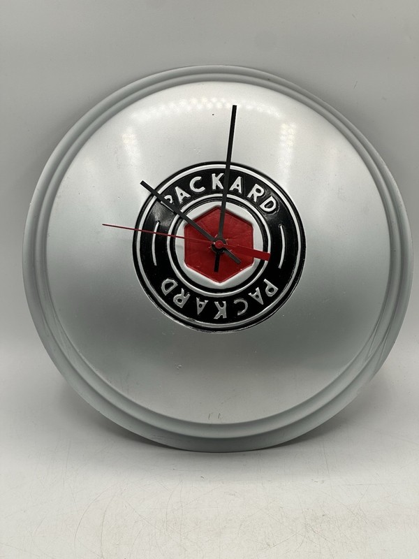 Fiberglass Packard Hubcap Clock Silver Black And Red 12 5/8” gallery