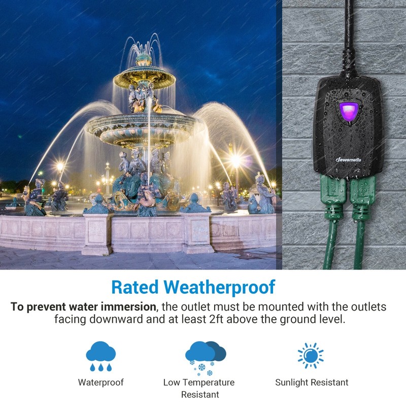DEWENWILS Outdoor Remote Control Outlet,15A Heavy Duty w/2 Remote, Weatherproof gallery