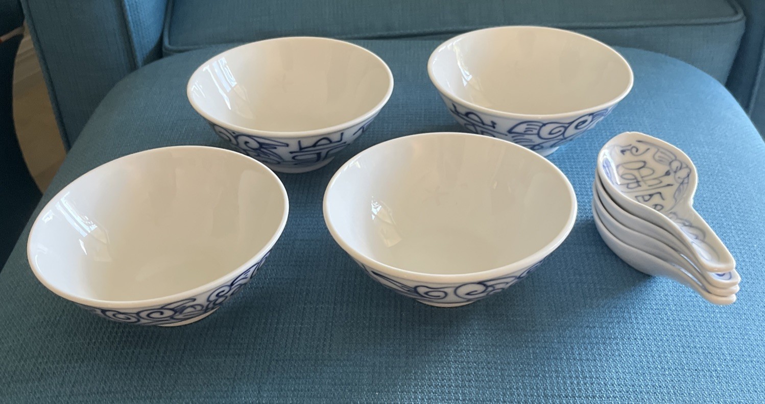 Boston Warehouse Canton Express DoubleHappiness Porcelain Rice/soup Bowls/spoons gallery