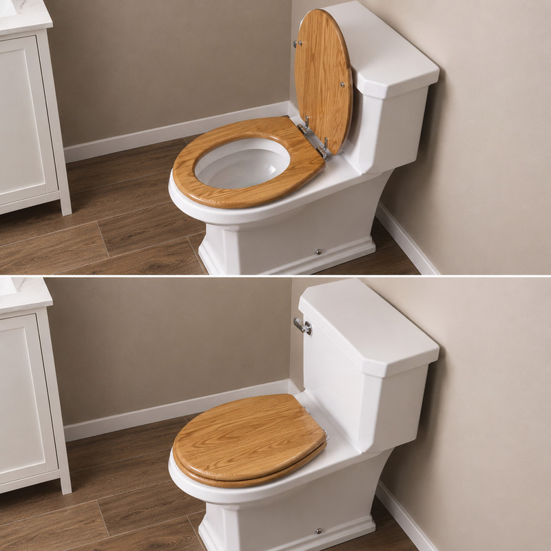 3-Pack Jones Stephens C2B1E17CH Solid Oak Toilet Seat Elongated Piano Finish Chr gallery