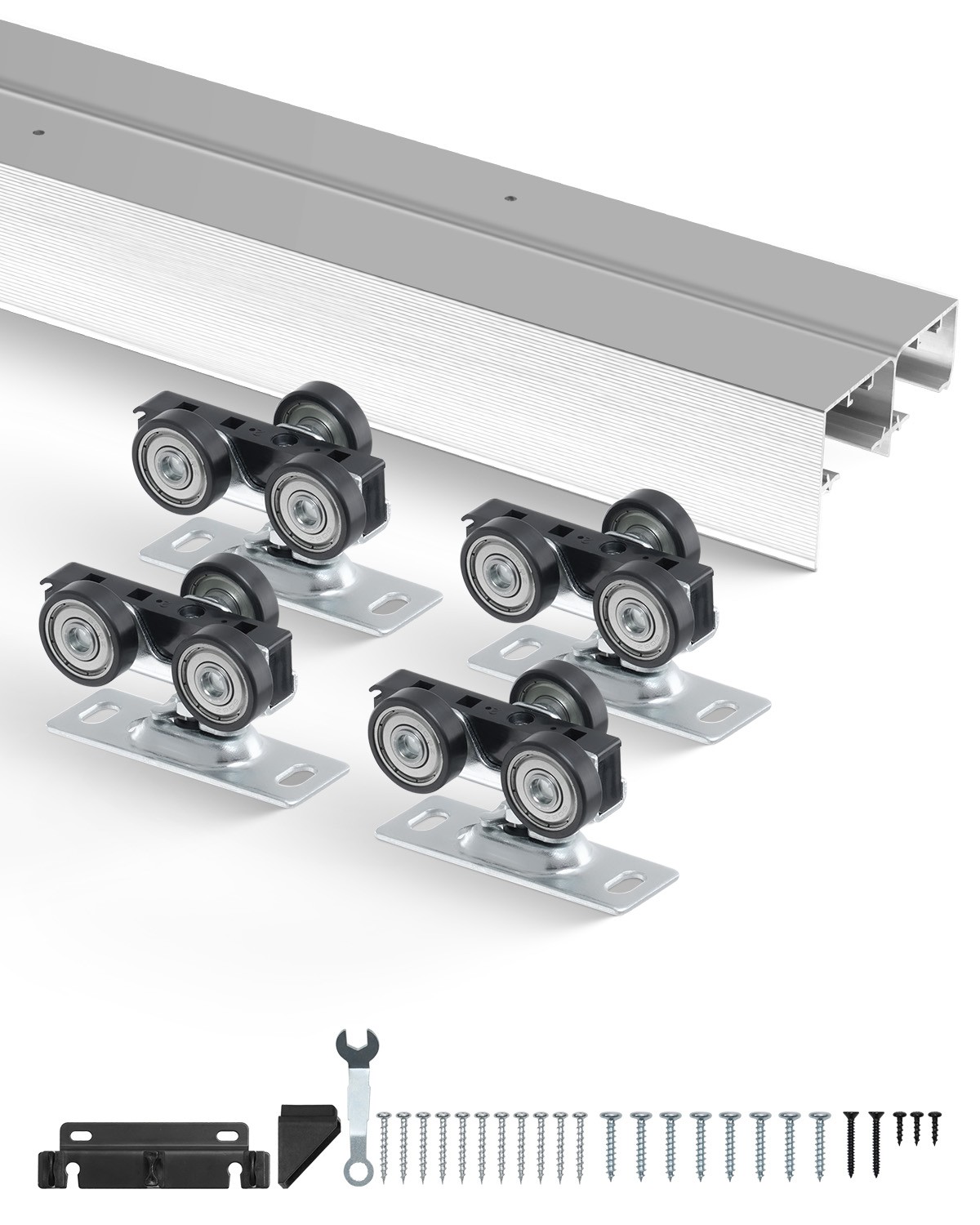 Uimoso 6ft Sliding Closet Door Track Kit for Two Doors, Silver gallery