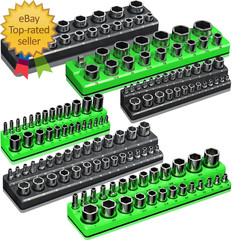 Magnetic Socket Organizer Holder Set for Tool Box Drawer Toolbox Organization