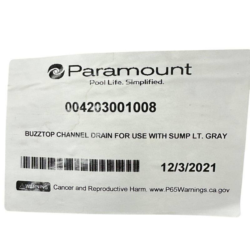 AquaStar Paramount BuzzTop Channel Drain w/o Sump Lght Gray 32in 004-203-0010-08 gallery