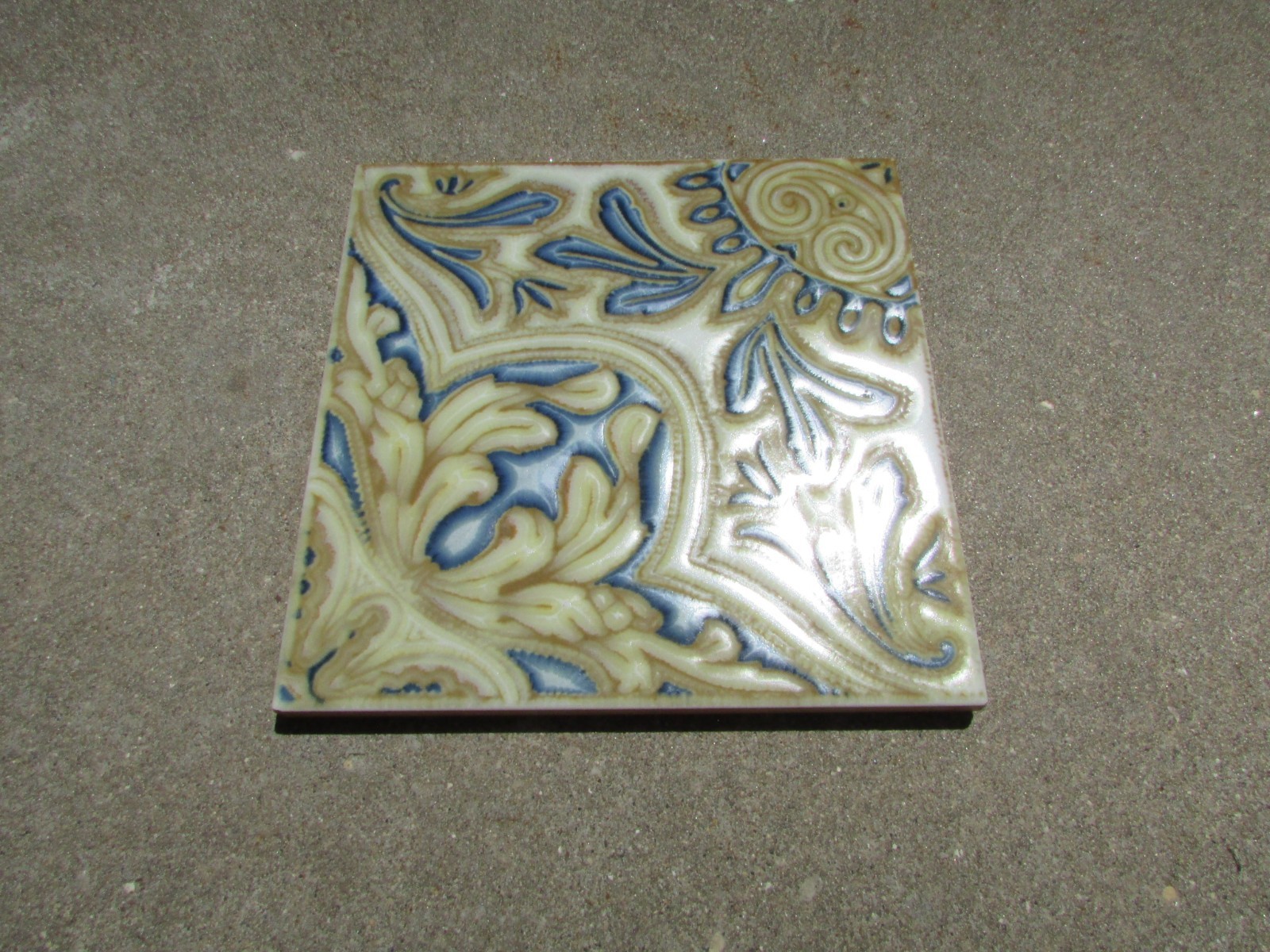 Beige Brown Blue White Patterned 8" Square Tile ITALY P72-73 Home Decor Accent gallery