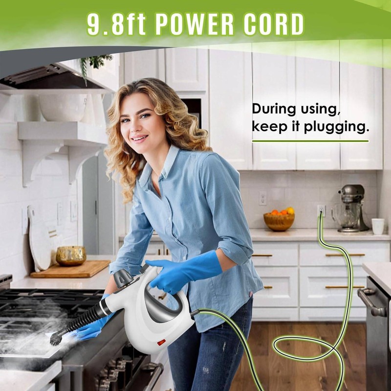 Pressurized Handheld Multi-Surface Natural Steam Cleaner with 12-pc Accessories gallery