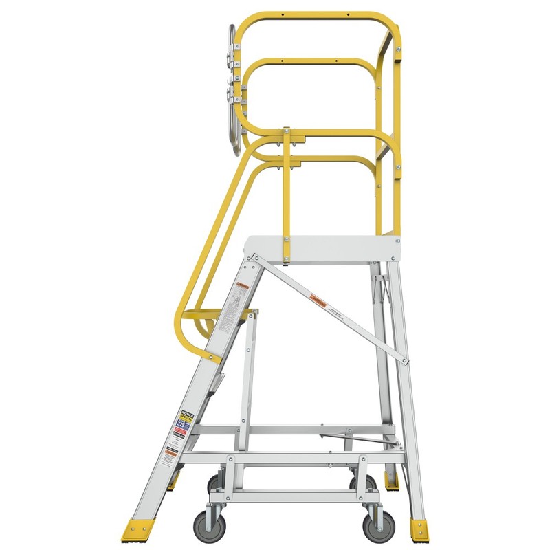 4 Step 375lbs Aluminum Rolling Platform Ladder gallery