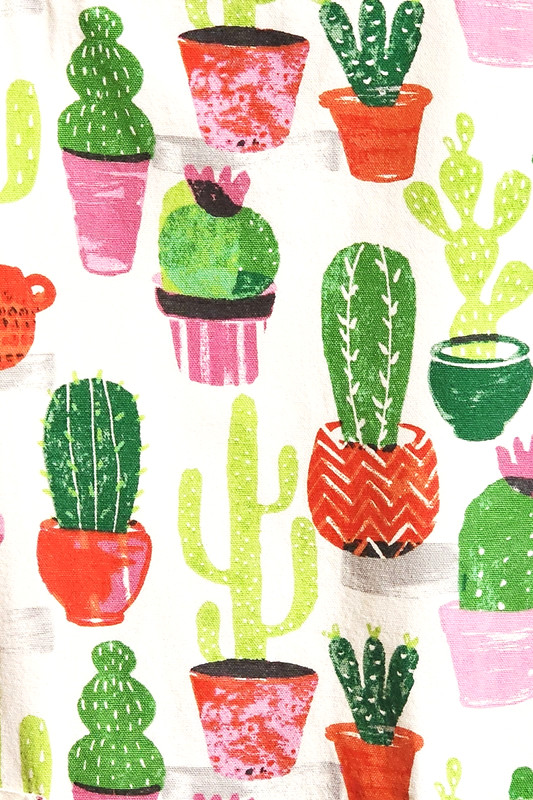 Cotton Crossback Apron Large Pockets Cactus Print Japanese-style Woman Size 12 gallery