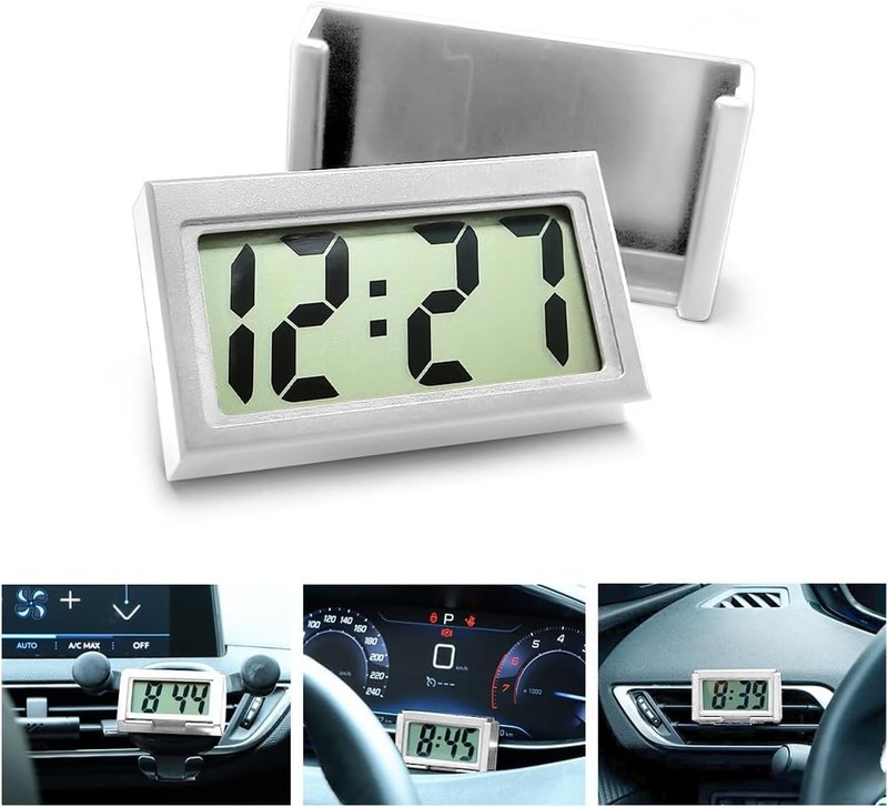 Compact Mini Digital Clock for Car Dashboard – Battery Operated & LCD Display gallery