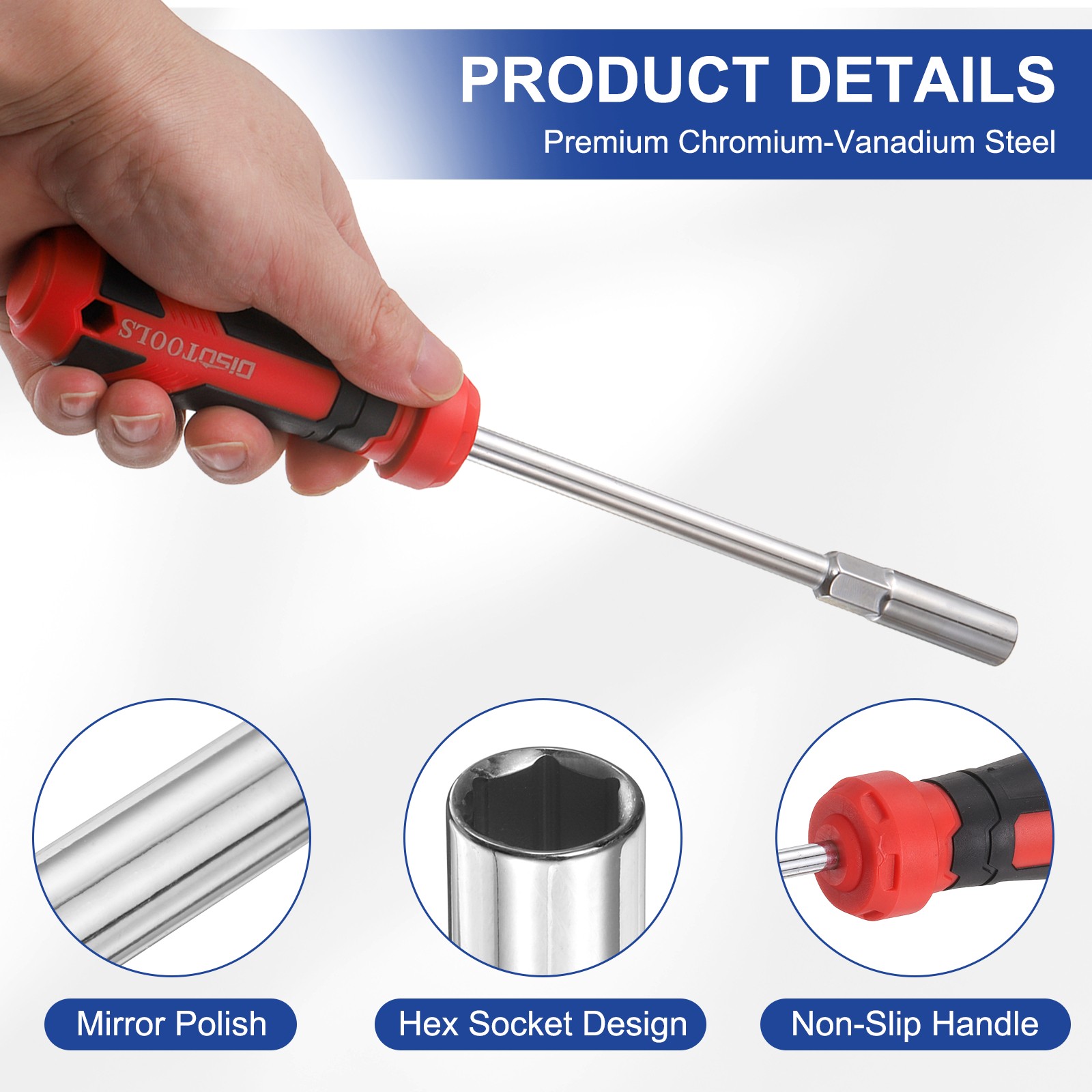 4Pcs Metric Nut Driver 7mm-10mm Bit Driver Socket Screwdriver Brown gallery