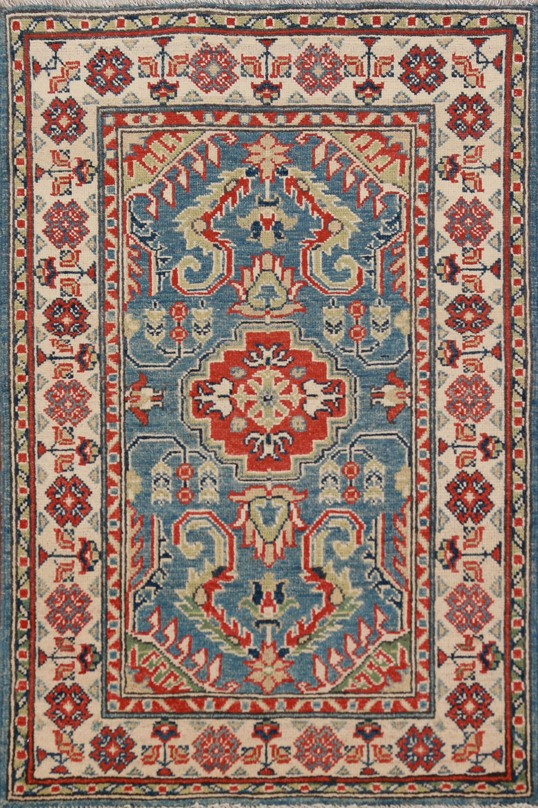 Geometric Tribal Style Kazak Hand-Knotted Accent Rug 3x5 ft gallery