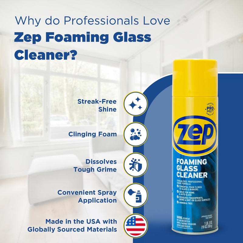 Zep Foaming Glass and Plexiglass Cleaner - 19 oz (Case of 4) ZUFGC19 gallery