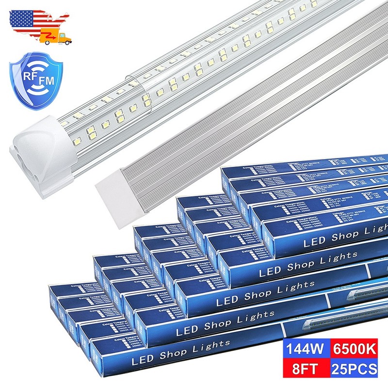 25 Pack 8Ft Led Shop Light Linkable Clear 144W 14400Lms 6500K Garage Fixture gallery