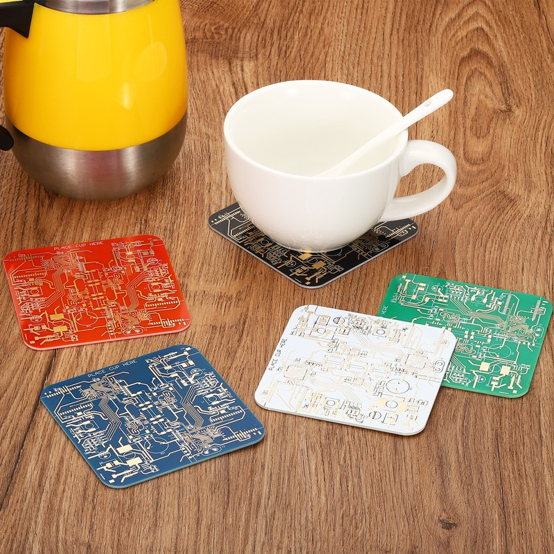 2pcs Coasters, PCB Circuit Board Coasters FR-4 Drink Bar Coasters, Blue gallery