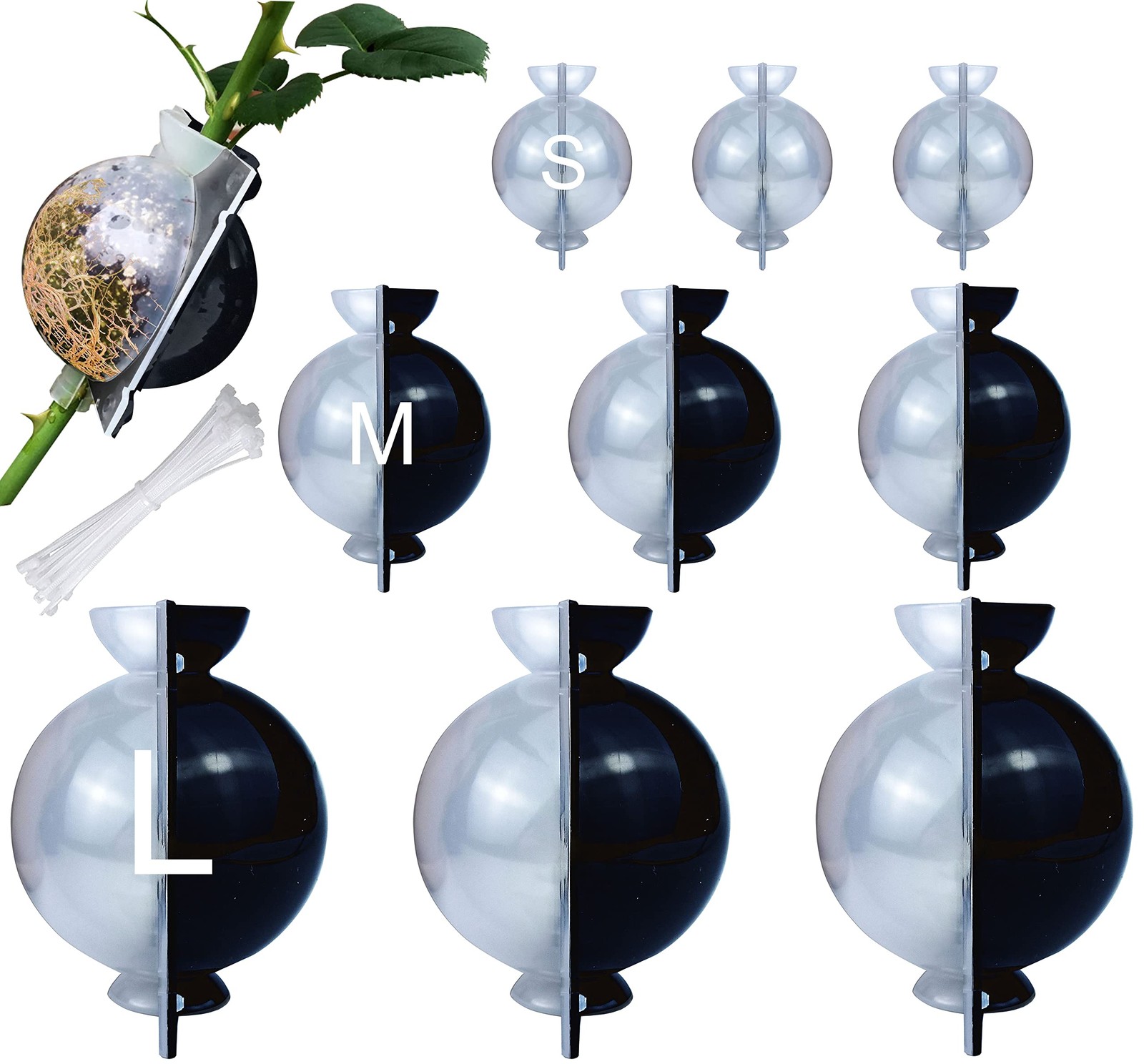MIIIM 9 PCS Air Layering Propagation Kit, Reusable Half Clear S+M+L, Black gallery
