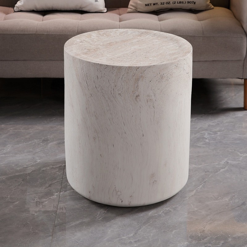 Magnesium Oxide Side Table 15.75" Round, Sturdy & Waterproof, Light Travertine gallery