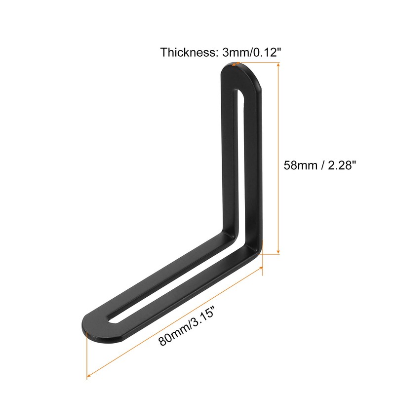 6Pcs Adjustable L-Shape Corner Brace with Slot, 3.15" x 3.15" Bracket, Black gallery