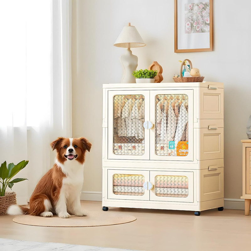 Stackable Storage Bins, Plastic Collapsible Storage Containers with Doors, Wheel gallery