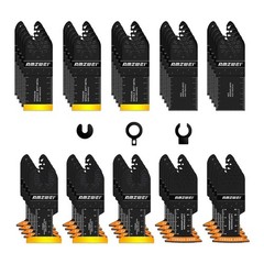 50PCS Titanium Oscillating Tool Blades, Curved Edge Oscillating Saw Blades for M