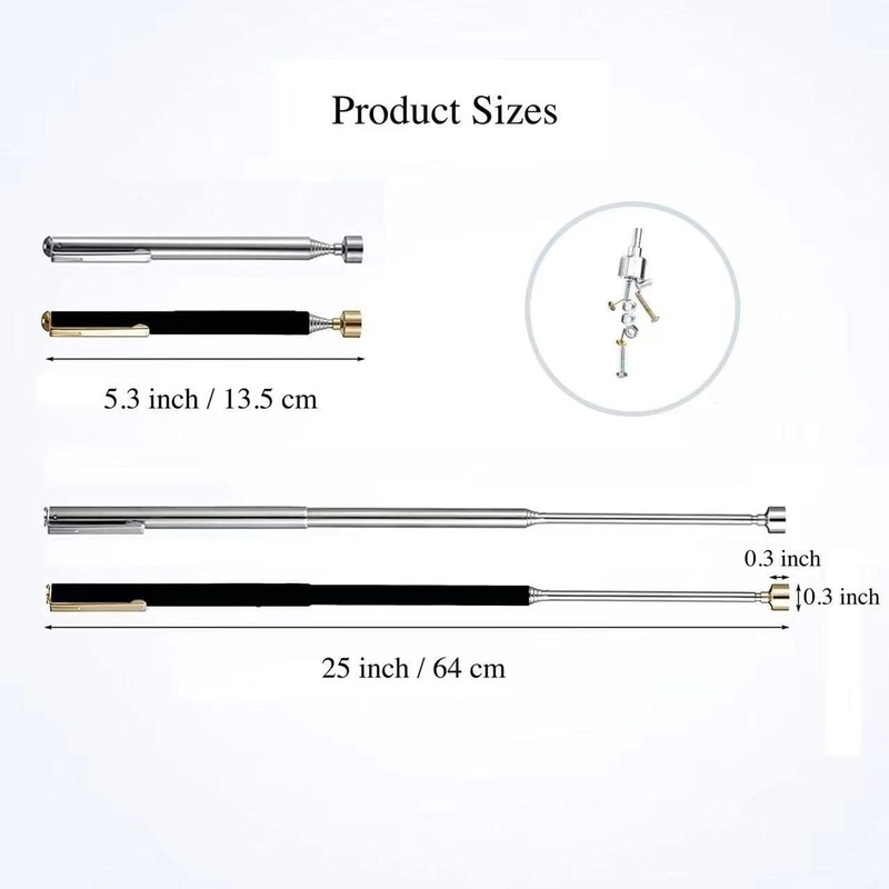 2Pcs Magnetic Telescoping Pick up Tool for Small Metal Tools with Pocket Clip 3 gallery