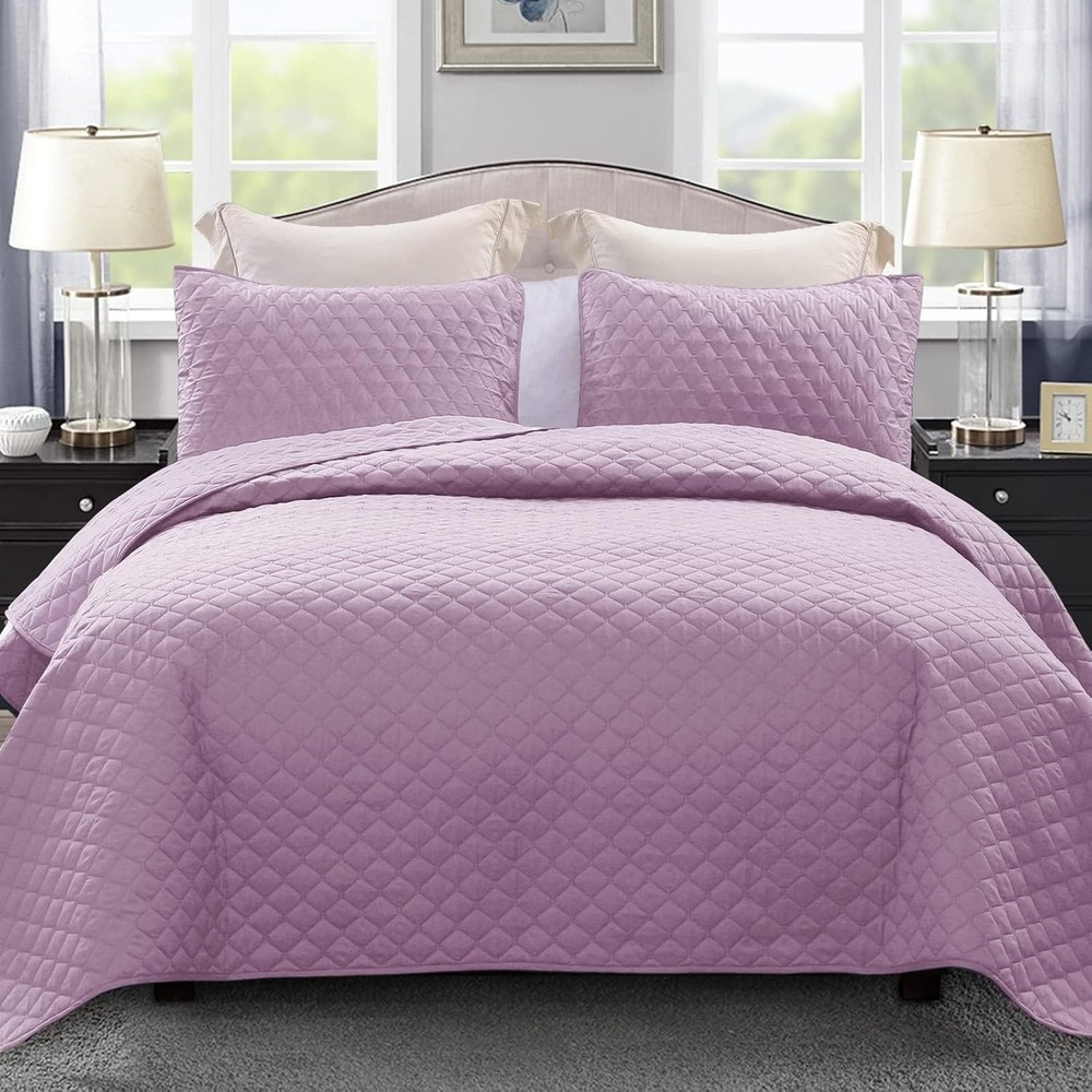 Reversible Full Queen Quilt Bedding Set W/ Pillow Shams Lightweight Quilts Queen