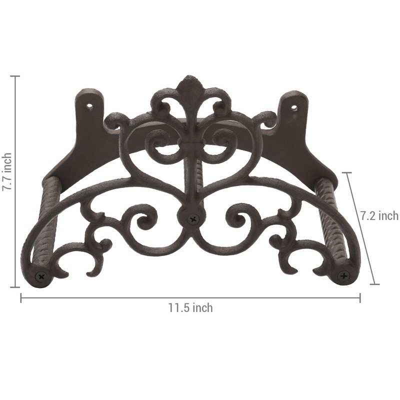 Wall Mounted Brown Cast Iron Scrollwork Garden Hose Holder Reel Storage Rack gallery