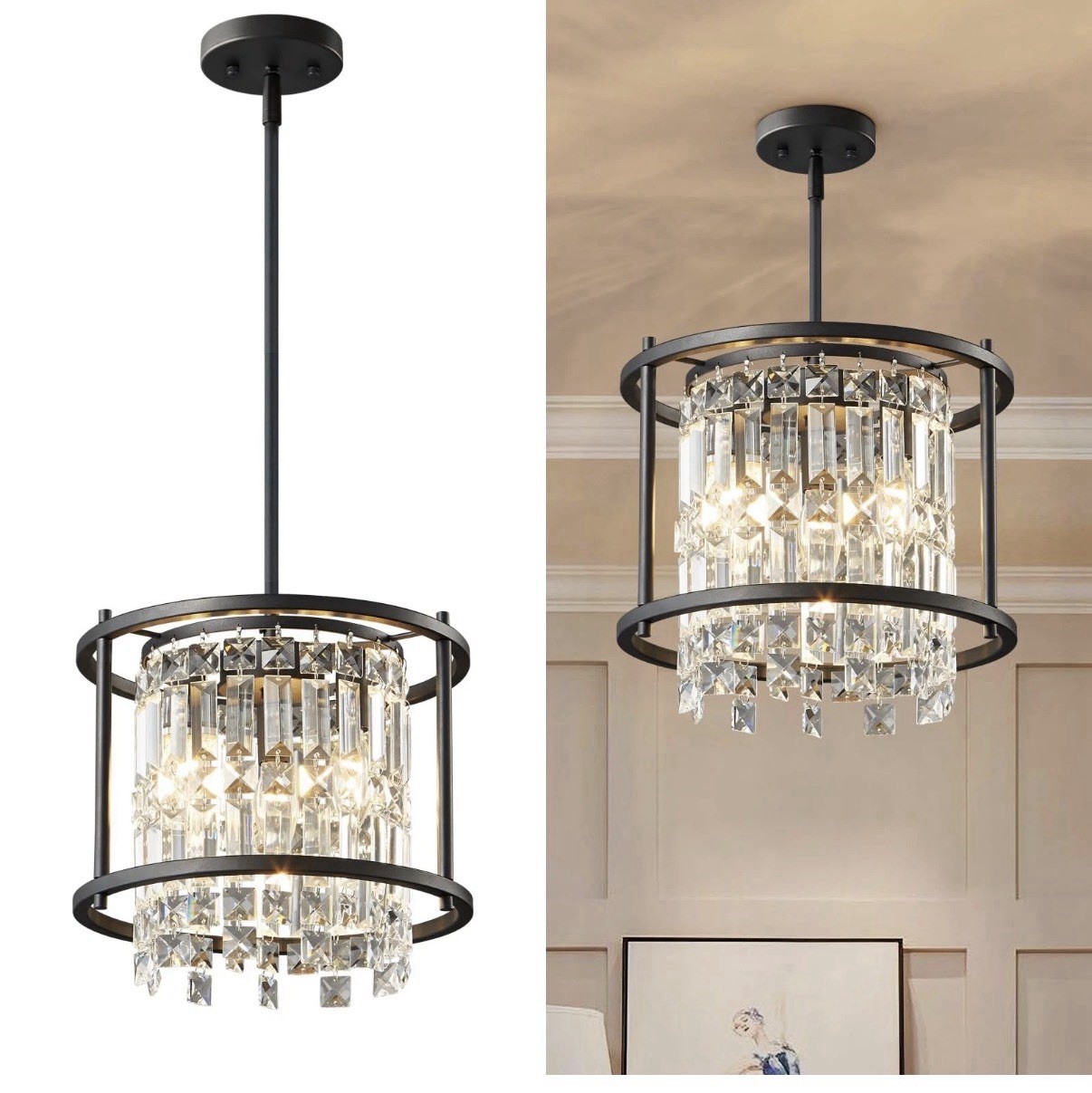 LMQNINE Dining Room Light Fixture Semi Flush Mount Ceiling Light Fixture,Lndustr gallery