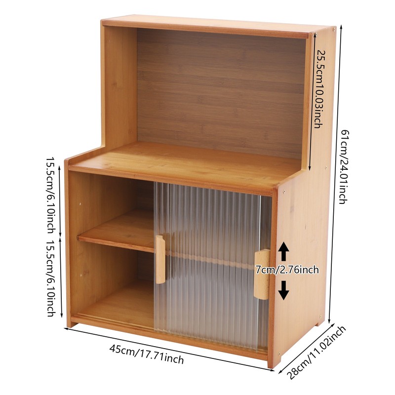 Kitchen Pantry Cabinet Small Storage Cabinet Cupboard with Sliding Glass Doors gallery