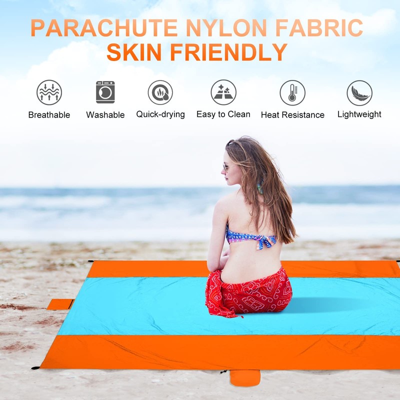 Oversized Waterproof Beach Blanket 10x9ft Quick Dry Sandproof Mat for Outdoors gallery