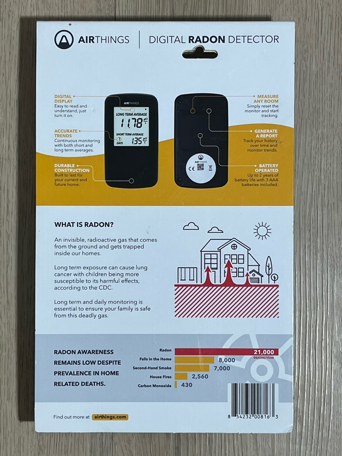 AirThings Portable Handheld Digital RADON Detector! 2350 Home Basement BRAND NEW gallery