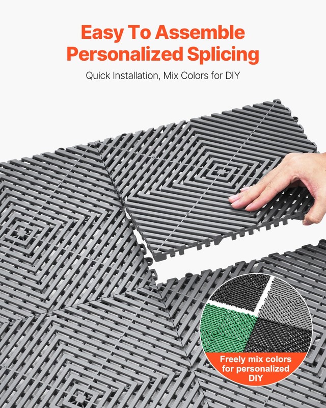 VEVOR Drainage Mat Modular Interlocking Cushion 12” x 12” Drainage Floor Mat gallery
