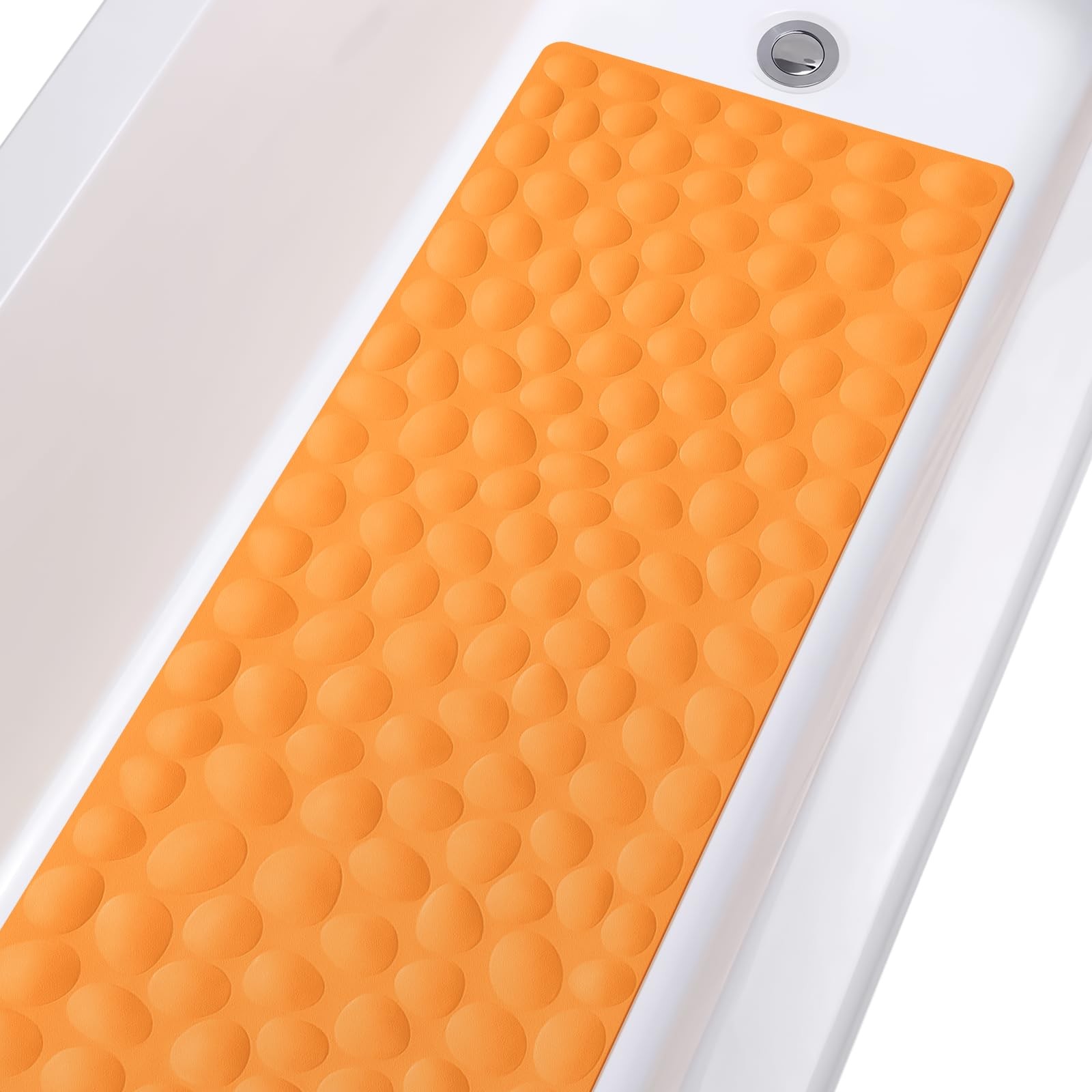 Non-Slip Bathtub Mat OTHWAY Soft Rubber 40" x 16" (Rectangular), Orange gallery
