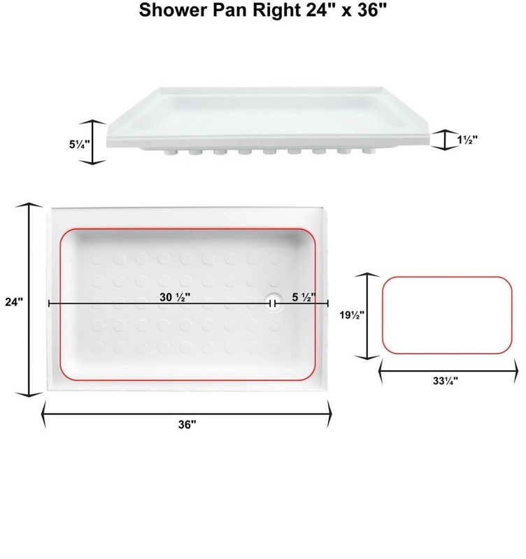 RV Shower Pan Right 24" X 36" gallery