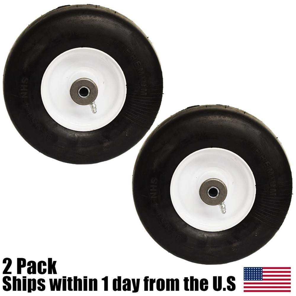 (2) Flat Free Solid Tire Front Caster Wheel 9x3.50-4 for Exmark 103-1224 103-217