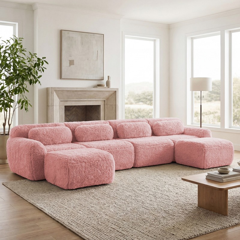 U-shaped Boneless Sofa,32D High Density Sponge Bottom,Anti-Slip Design,No Assem gallery