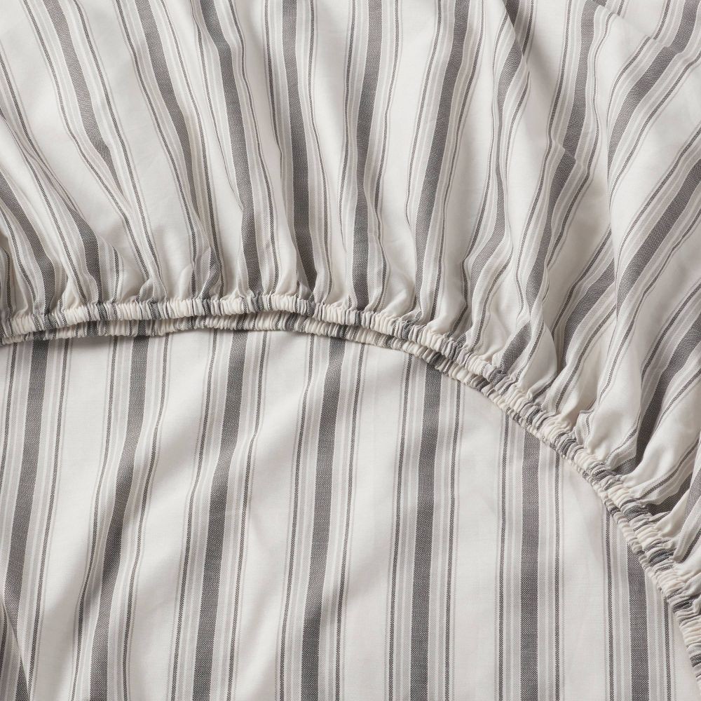 Full Cotton Blend Sateen Sheet Set Gray Textured Stripe - Room Essentials gallery