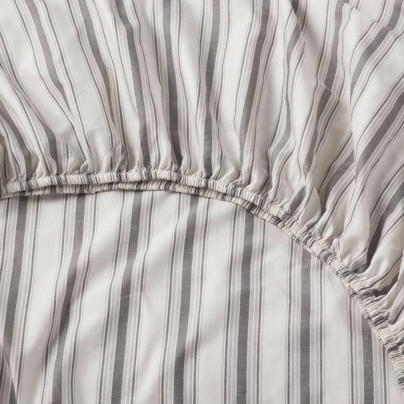 Full Cotton Blend Sateen Sheet Set Gray Textured Stripe - Room Essentials gallery