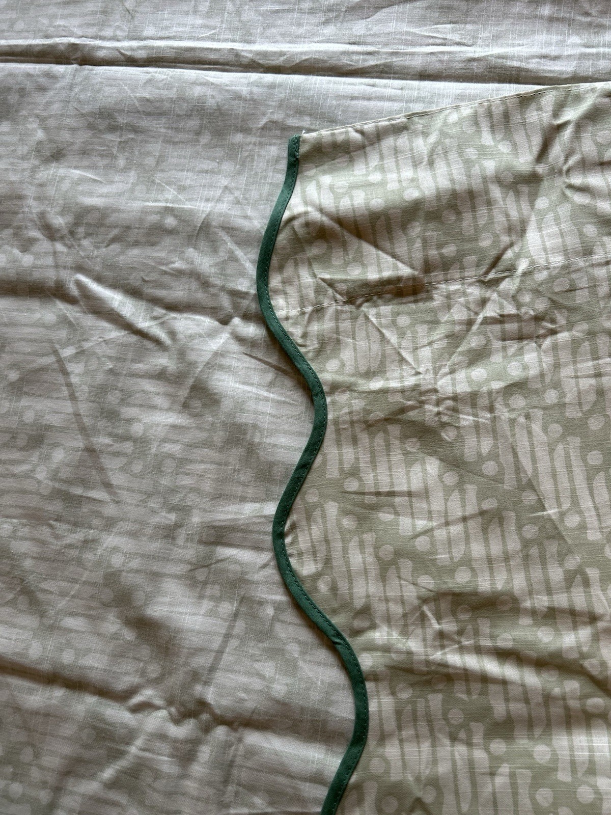 West Elm Batik Scallop Edge Unlined Curtains (2) 48”x108” Fog Green READ gallery