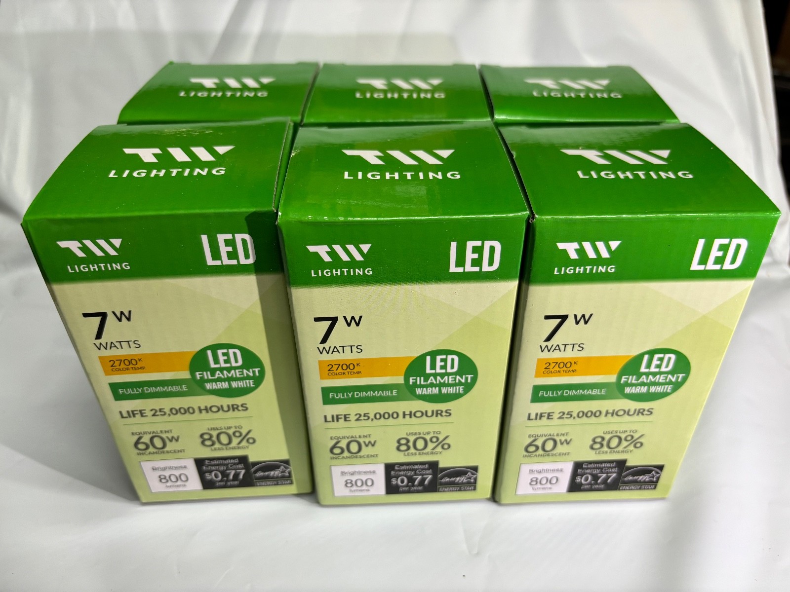 6 Pack 7w LED 60w Incandescent Equivalent 2700k A19 LED Filament Warm White Bulb gallery