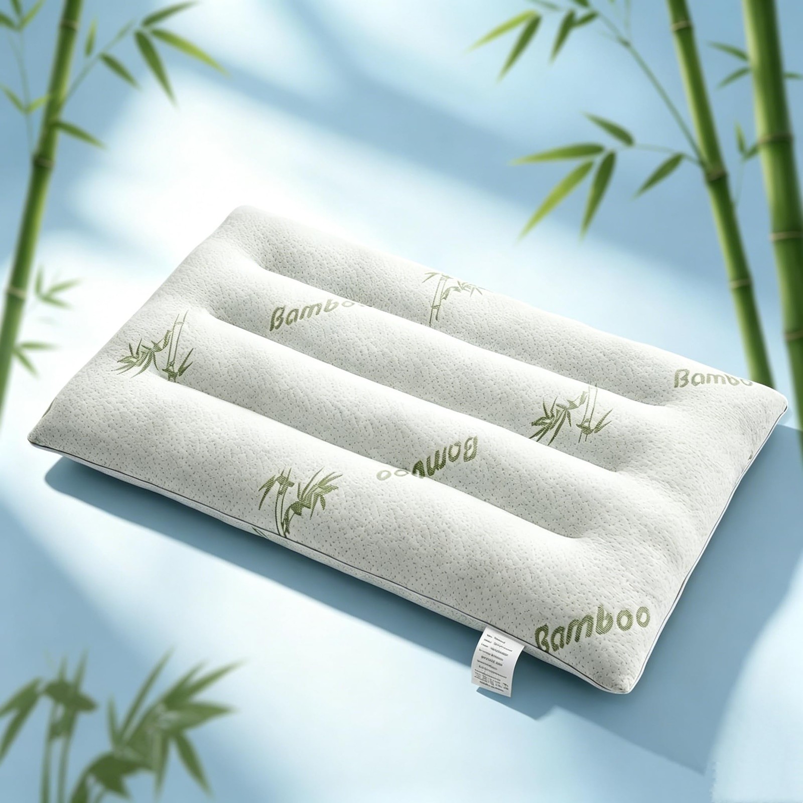 Ultra Thin Flat Pillow 2.5" Slim Support Pillow for Stomach Sleeper Bamboo Rayon gallery