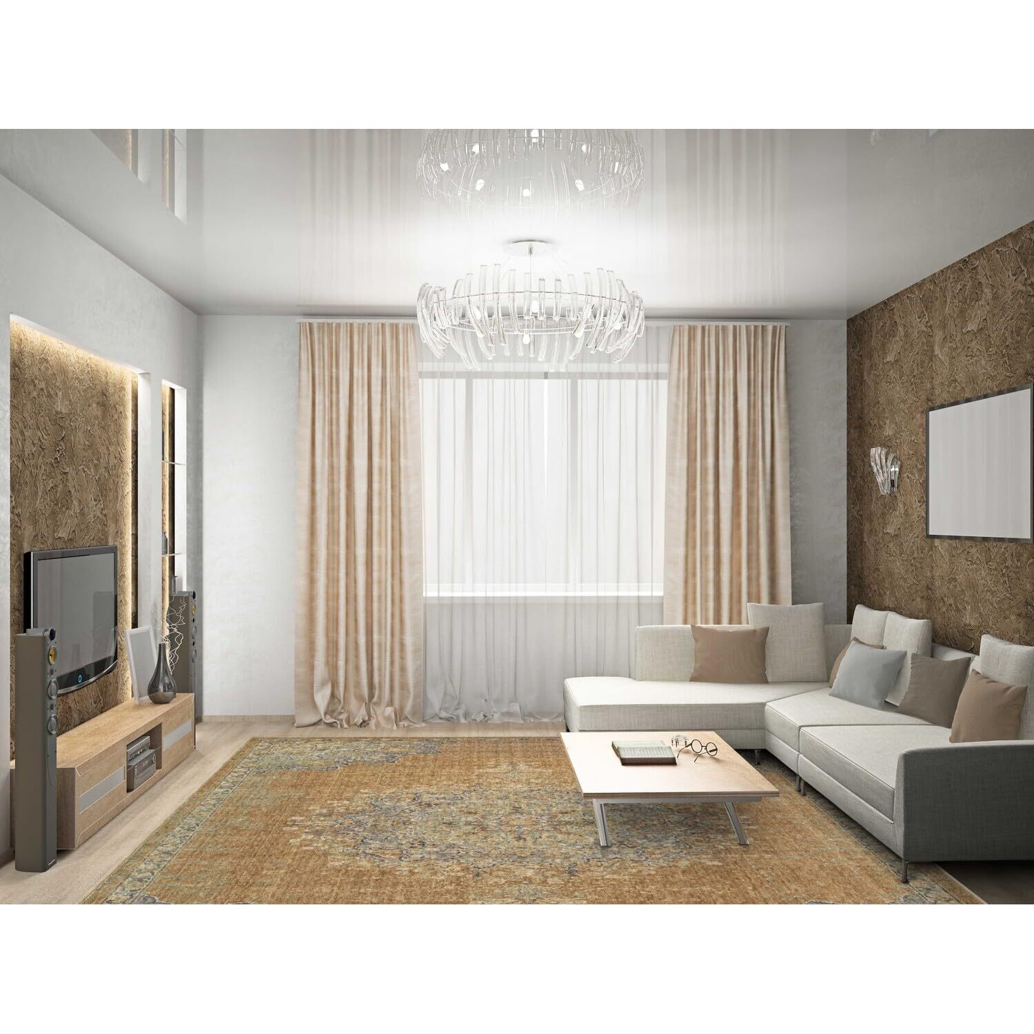 63 X 91 Coffee Wool Rug gallery