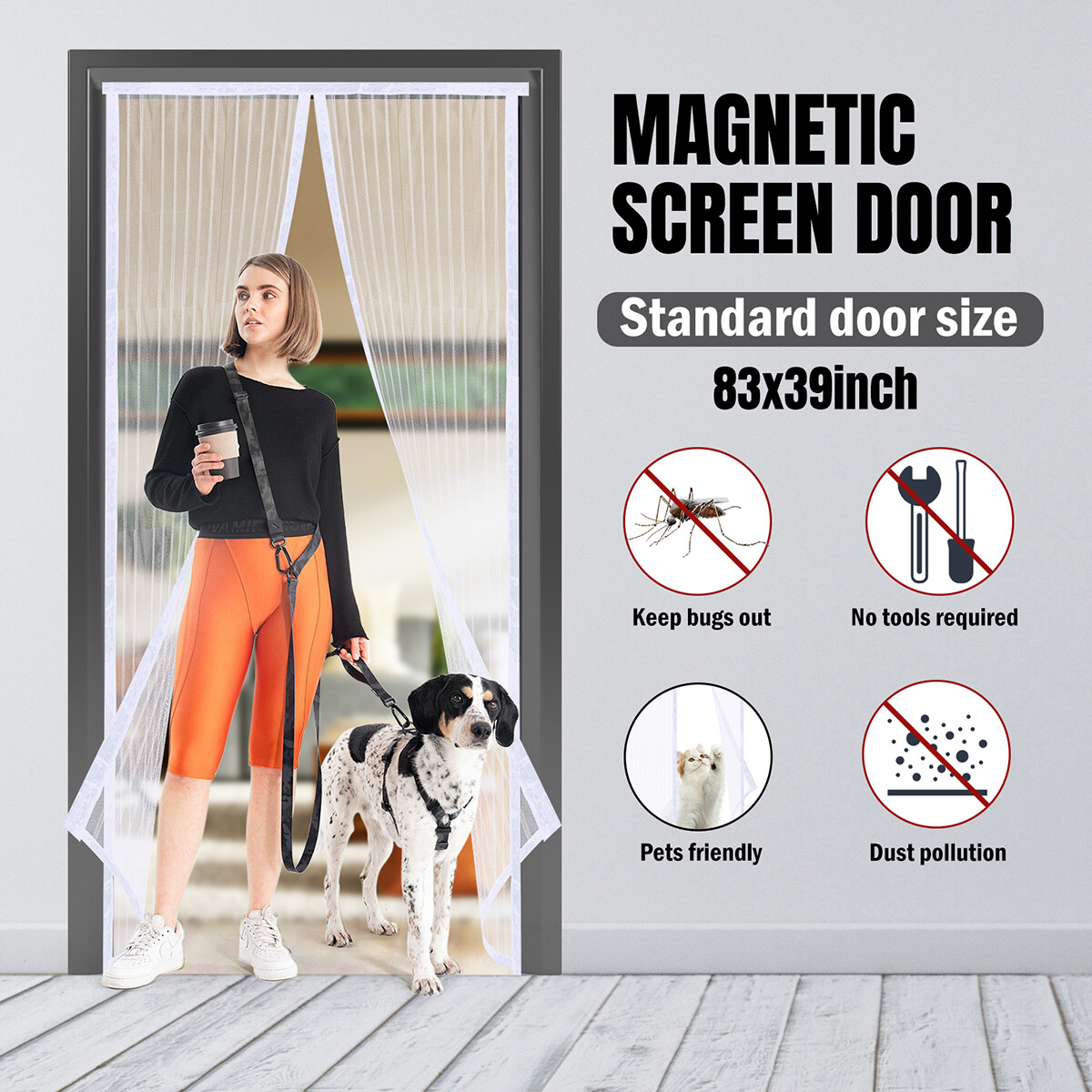 Magnetic Closure Screen Door Anti Mosquito Fly Bug Curtain No Hands Entry Mesh gallery